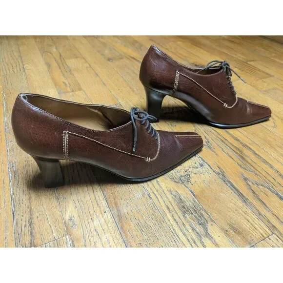 Salvatore Ferragamo‎ Brown Brogue Leather Platform Pumps Size 10B Style DQ96651